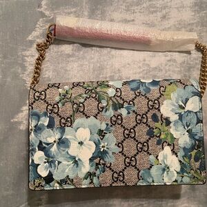 Gucci Blue Floral Shoulder Bag